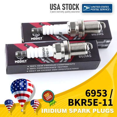 6953/BKR5E-11 Iridium Spark Plugs Resistors 2Pcs For Subaru Legacy 1996-1999 - Image 1 of 4