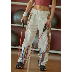 New Free People Movement Cargo Parachute Pants Kaleidoscope Embroidered Large - Picture 1 of 12