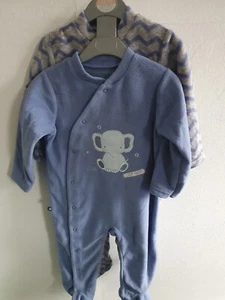 Dunnes Stores Sleepsuit 2 Pack Elephant 6 - 9 Months Fleece Warm Cosy Boys
