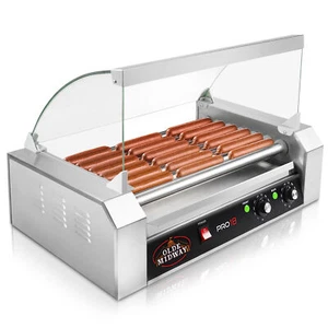 Commercial Electric 18 Hot Dog 7 Roller Grill Cooker Machine with Cover - Picture 1 of 7