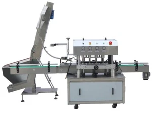 Automatische 8 Räder Verschließmaschine mit Deckelzuführung Kunststoff Flaschenverschließer - Bild 1 von 7