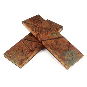 Stabilized Triple Dyed Wild Spalted Oak End Grain Knife Scales 6 x 2 x 3/8 - Picture 1 of 2