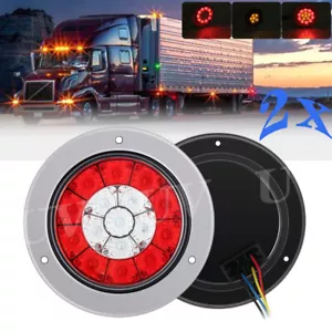 Remolque de camión con freno trasero giratorio de parada redonda de 2 X 4" pulgadas montaje empotrado luces LED rojas - Imagen 1 de 11