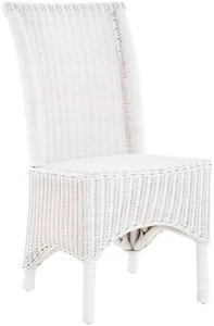 Rattan Esszimmerstuhl hohe Rückenlehne Rattanstuhl Esszimmer Korbstuhl (Weiss) - Bild 1 von 7
