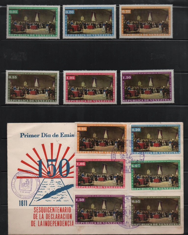Venezuela: 1962; Scott 812-814, C804-C806 complete set + good FDC, VZ1743 - Image 1 of 1