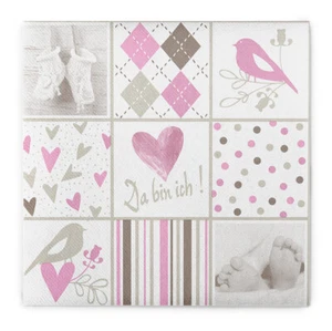 Serviette Baby in Rosa aus Linclass® Airlaid 40 x 40 cm, 50 Stück - Geburt Taufe - Bild 1 von 8