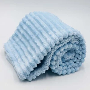 40"x30" Blue Baby Blanket Jacquard Flannel Soft Winter Blanket for Infants - Picture 1 of 6
