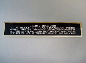 Jerry Rice 49ers Nameplate For A Football Mini Helmet Display Case 1.25" X 6"