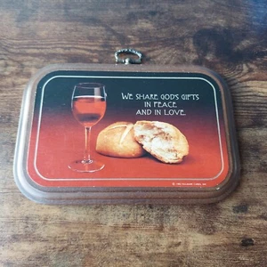 Vintage 1980 Punze Karten Holz Wandrelief Wir teilen Gottes Geschenk in Frieden Liebe - Bild 1 von 7