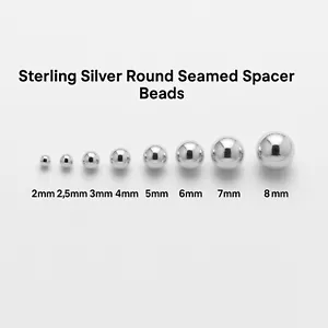 Sterling Silver Round Seamed Spacer Beads 2/2.5/3/ 4/ 5/ 6/ 7/ 8mm USA Real.925 - Picture 1 of 16