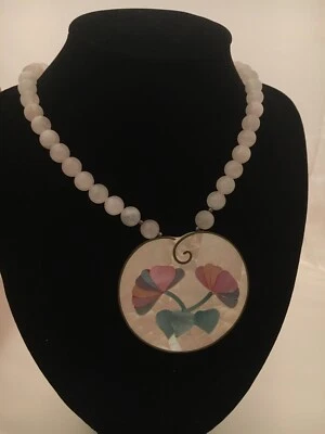 "Hermoso collar Lee Sands grande con incrustaciones de flor con cuarzo rosa 22"" 980" Foto 1 de 4