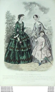 Mode Magasin des demoiselles 1853 #  8 Gravure originale aquarellee - Picture 1 of 1