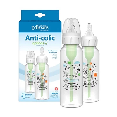 Dr Browns Natural Flow Anti Colic Baby Bottle 2 Pack Pig Frog 8 oz BPA Free - Image 1 of 4