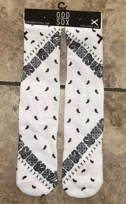 Paisley Odd Sox blanco/negro se adapta a tallas 6-13 Foto 1 de 2