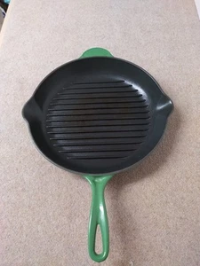 Vintage Le Creuset Frying Pan Cast Iron Griddle Skillet Grill Forest Green 30cm - Imagen 1 de 7