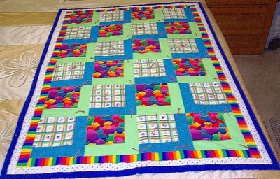 CUSTOM KID"S QUILT - NEON PUPPIES PRINT - 39" X 54" - Image 1 of 2