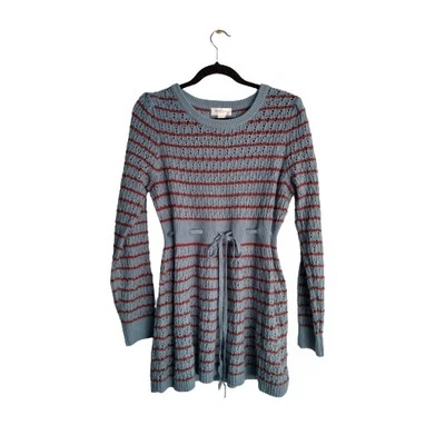 Motherhood Maternity Tunic Sweater Size Large Blue with Red Stripes High Waist - Image 1 of 4