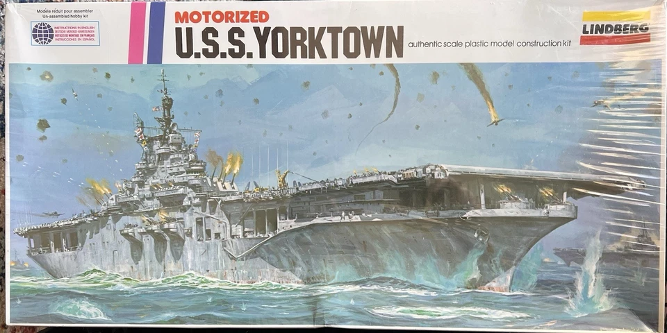 LINDBERG U.S.S. YORKTOWN - Motorized MODEL- Kit 760M 1/525 Scale. SEALED! - Image 1 of 1