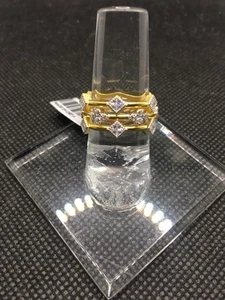 $275 Anillo FREIDA ROTHMAN Chapado en Oro 14kt Plata Armadura de Esperanza 3 Pilas Talla 7 - Imagen 1 de 4
