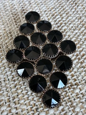 Anillo bufanda diamantes de imitación negro vintage posiblemente antiguo Foto 1 de 4