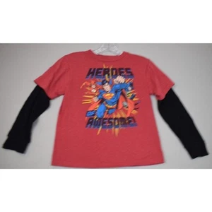 Justice League Long Seeve Shirt Red/Black Boy's Size: Medium - Picture 1 of 9