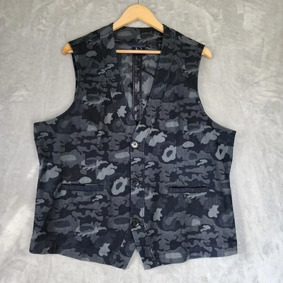 Chaleco de mezclilla Armani Exchange para hombre 2XL azul camuflaje botón delantero elástico XXL Foto 1 de 4