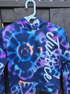 Sudadera con Capucha Tie Dye Justice Niñas Polar Púrpura Talla 10 Usada en Excelente Condición Foto 1 de 4