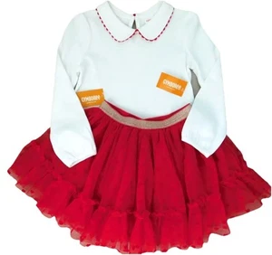 Gymboree Girls 6 Red Tutu Tulle Skirt & White Top Peter Pan Collar NEW NWT - Picture 1 of 4