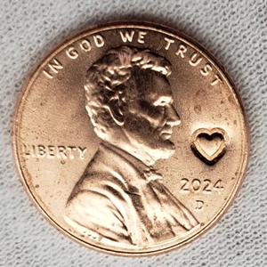2024 Lincoln Shield 1C Cent Penny Love Heart Counterstamp Gift Lucky Coin! - Picture 1 of 2