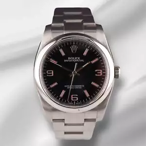 Rolex Oyster Perpetual 36mm Pink Schlagstock Schwarz Dial Stahl Herrenuhr 116000 - Bild 1 von 12