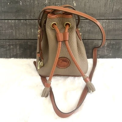 DOONEY & BOURKE Small Drawstring Crossbody Tan Brown Bucket Purse - Image 1 of 4