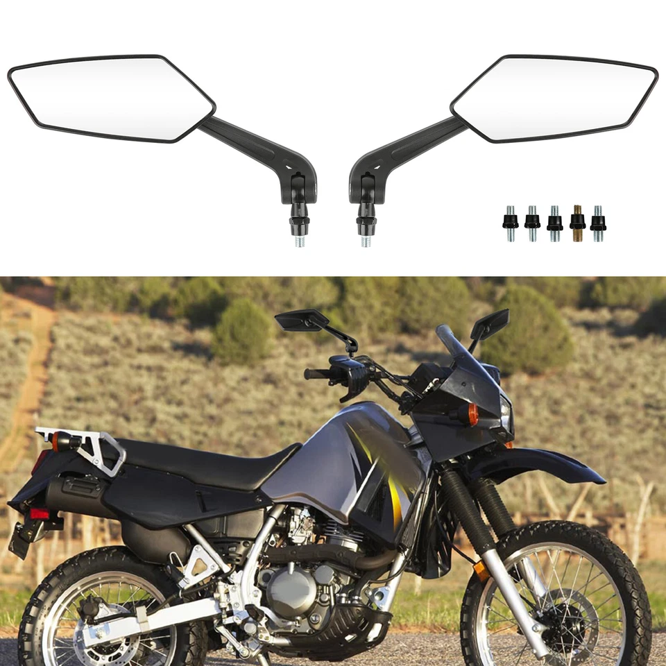 Pair Clear Side Mirrors Rearview Black Wing For Kawasaki KLX 250 300 125 150 Foto 1 de 4