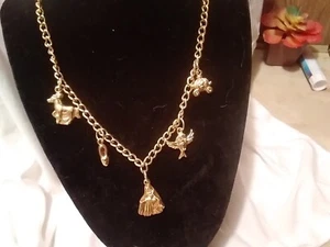 Vintage Disney Charm Necklace Goldtone - Picture 1 of 14