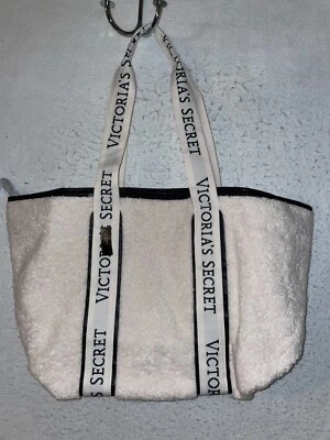 Victoria's Secret Cozy Plush Large Tote Bag White Logo Sherpa Fleece Fur NEW - Image 1 of 4