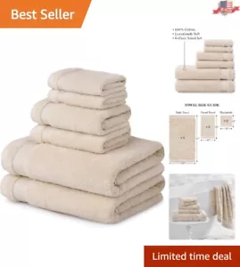 100% Cotton Bath Towel Set - Quick Dry, Soft & Absorbent - 6 Piece Towel Set - Picture 1 of 12