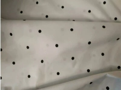 Ancien tissu coton blanc et noir, largeur 90cm - Photo 1/3