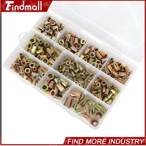 Findmall 300er Pack Zink Stahl Nietmuttern Kit 150 Stck. Metrisch & 150 Stck. SAE Nietmutter - Bild 1 von 8