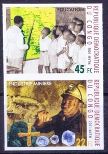 Congo 2001 MNH Imperf, Diamond Mining Millennium, Educación, Mapa - Imagen 1 de 1