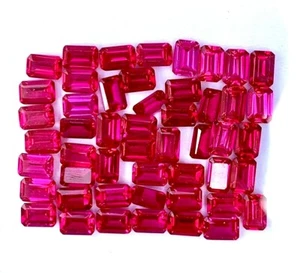 50 Pcs Natural Red Mogok Ruby Emerald 600 x 4.00 MM Certified Treated Gemstone - Picture 1 of 5