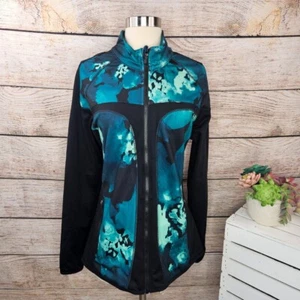 Fabletics Jojo Full Zip Jacket Nocturnal Teal Black Floral Print Large - Bild 1 von 7