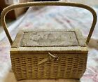 Vintage 40’s Satin Lined Sewing Basket, Great For Doll
