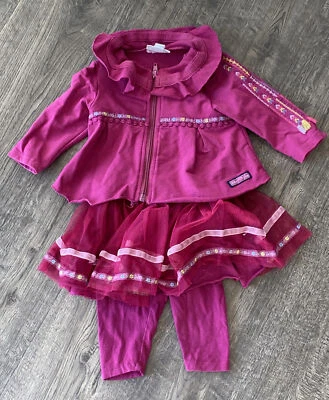 Naartjie Niña 3/6 Mo Rosa Profundo Púrpura Tul Falda Pantalones Manga Larga Cremallera Top Foto 1 de 4