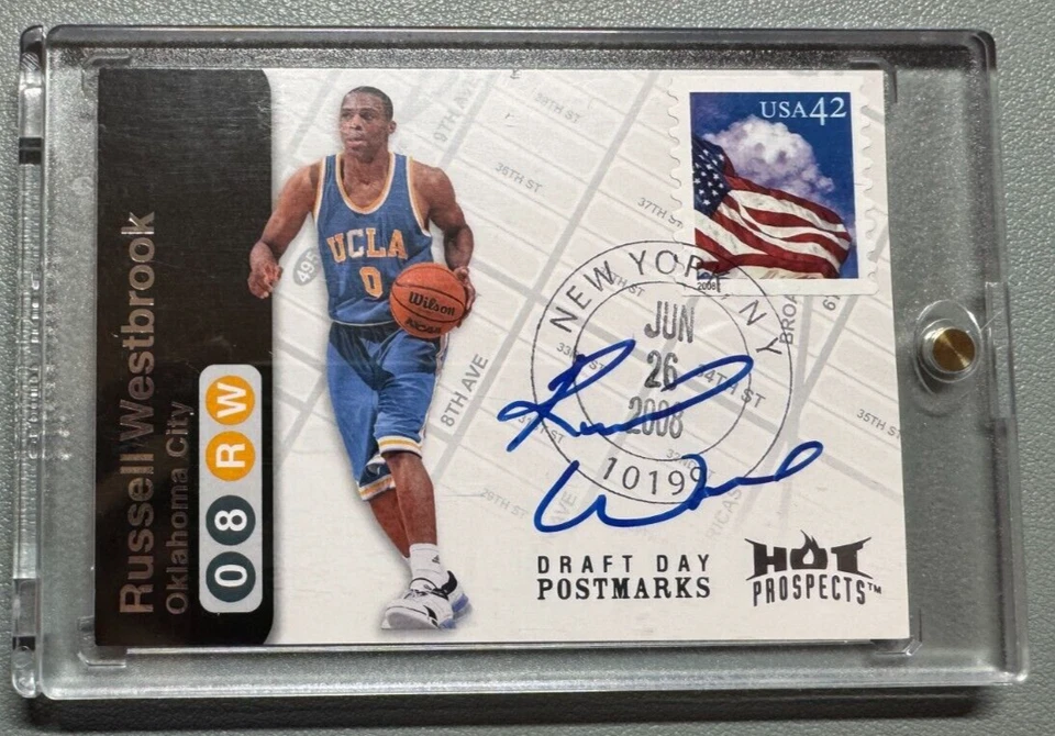 Sellos Fleer Hot Prospects Draft Day 2008-09 Russell Westbrook/50 DD-RW RC Foto 1 de 4
