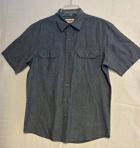 Wrangler Authentics Gray Button Down Shirt Mens Small Short Sleeve - Picture 1 of 4