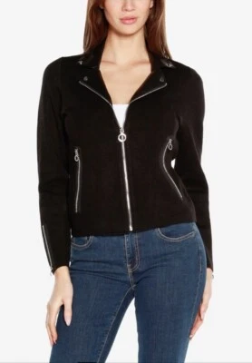 Chaqueta de motociclista Belldini para mujer negra de cuero vegano con cuello S Foto 1 de 4