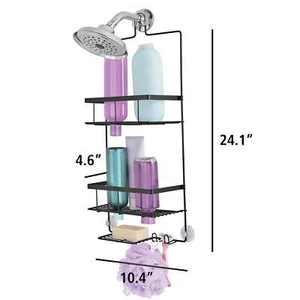 Premium Hanging Shower Caddy with 2 Shelves and Soap Tray, Matte Black,Razor - Picture 1 of 6