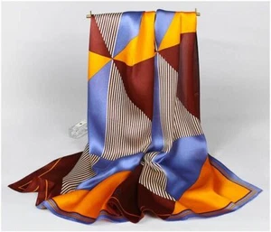 Women's 100 Long Silk Scarf Shawl Wraps Simple Stripes For All Seasons - Picture 1 of 5