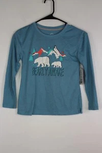 Girls' Wonder Nation Long Sleeve "Bearly Awake" Graphic Pajama Top Blue M(7-8) - Picture 1 of 4