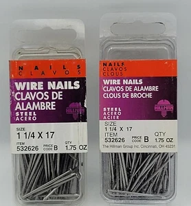 2 Pk- Hillman WIRE NAILS 1-1/4 × 17 STEEL 532626 NEW - Picture 1 of 5
