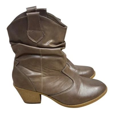 Charles Albert Mocha Western Cowboy Mid Calf Boots Women’s 10 Faux Leather - Image 1 of 4